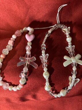 2 PHONE LANYARDS Wrist, Beaded